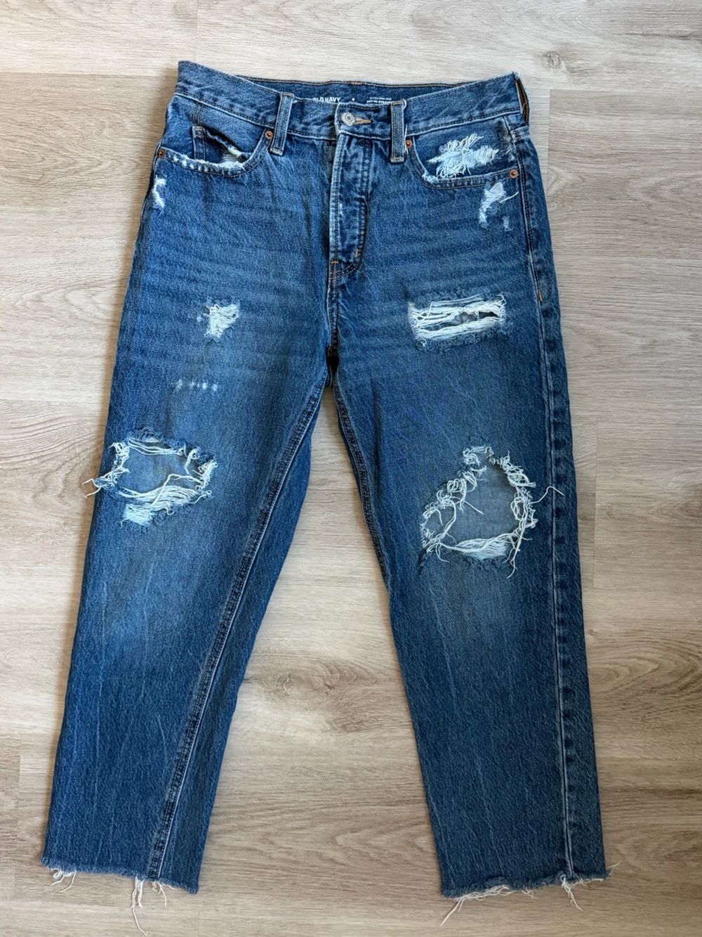 Old Navy Distressed Dark Blue Slim Jeans